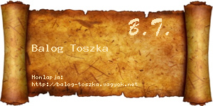 Balog Toszka névjegykártya