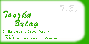 toszka balog business card